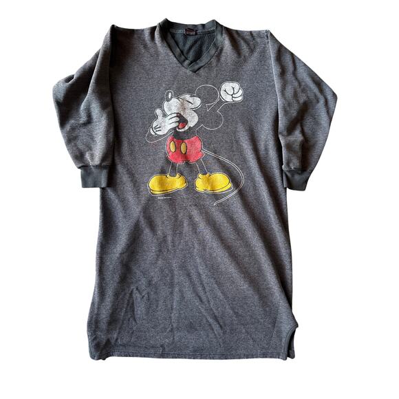 Vintage The Walt Disney Company Mickey Mouse Faded Black M/L Sleep Crewneck PJ’s - Picture 1 of 7